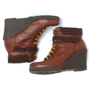 DOLCE by Mojo Moxy Lace Up Wedge Combat Booties 9